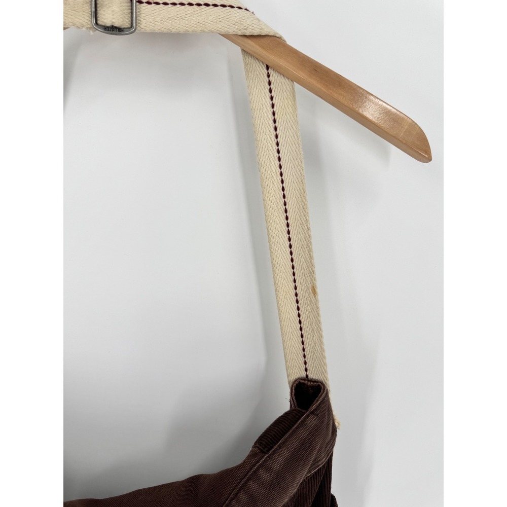 Hollister Messenger Bag Women OS Brown Y2K Canvas Corduroy Trim Crossbody - Picture 10 of 13